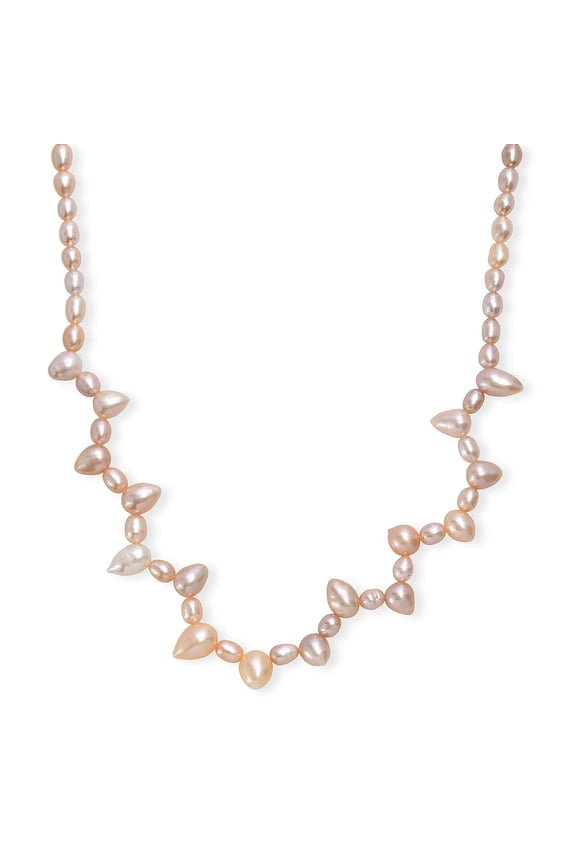 Multi Color Freshwater Pearl and Drop Shape Dancing Necklace in Rhodium Over Sterling Silver 18 Inches Christmas Gifts