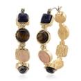 thumbnail image 1 of Multi Gemstone 50.00 ctw Hoop Earrings in Goldtone Christmas Gifts, 1 of 1
