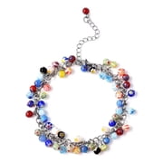 Shop LC Murano Style Glass Beaded Charm Ankle Bracelet, Multicolor 7.5