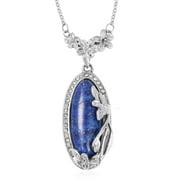 Shop LC Natural Blue Lapis Lazuli Necklace for Women Flower Pendant Stone Healing Crystal Jewelry Chain 20" Birthday Gifts