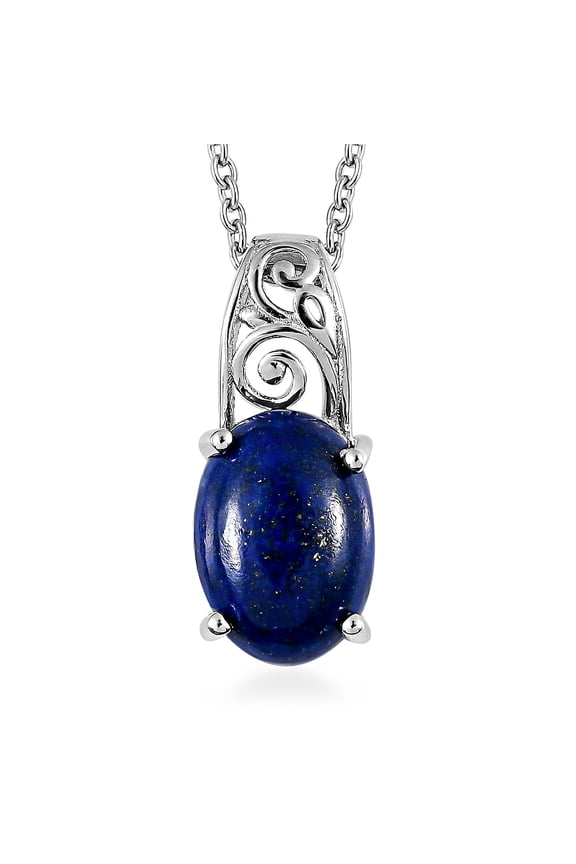 Natural Blue Lapis Lazuli Pendant Necklace for Women Dainty Jewelry Stainless Steel Chain Size 20" Christmas Birthday Gifts for Women