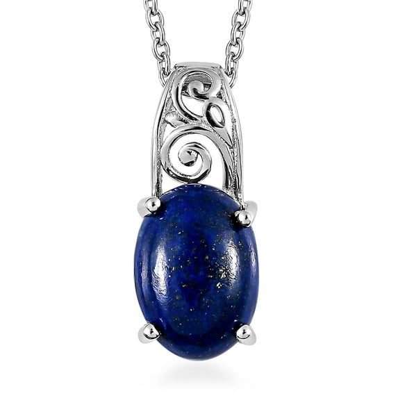 Natural Blue Lapis Lazuli Pendant Necklace for Women Dainty Jewelry Stainless Steel Chain Size 20" Christmas Birthday Gifts for Women