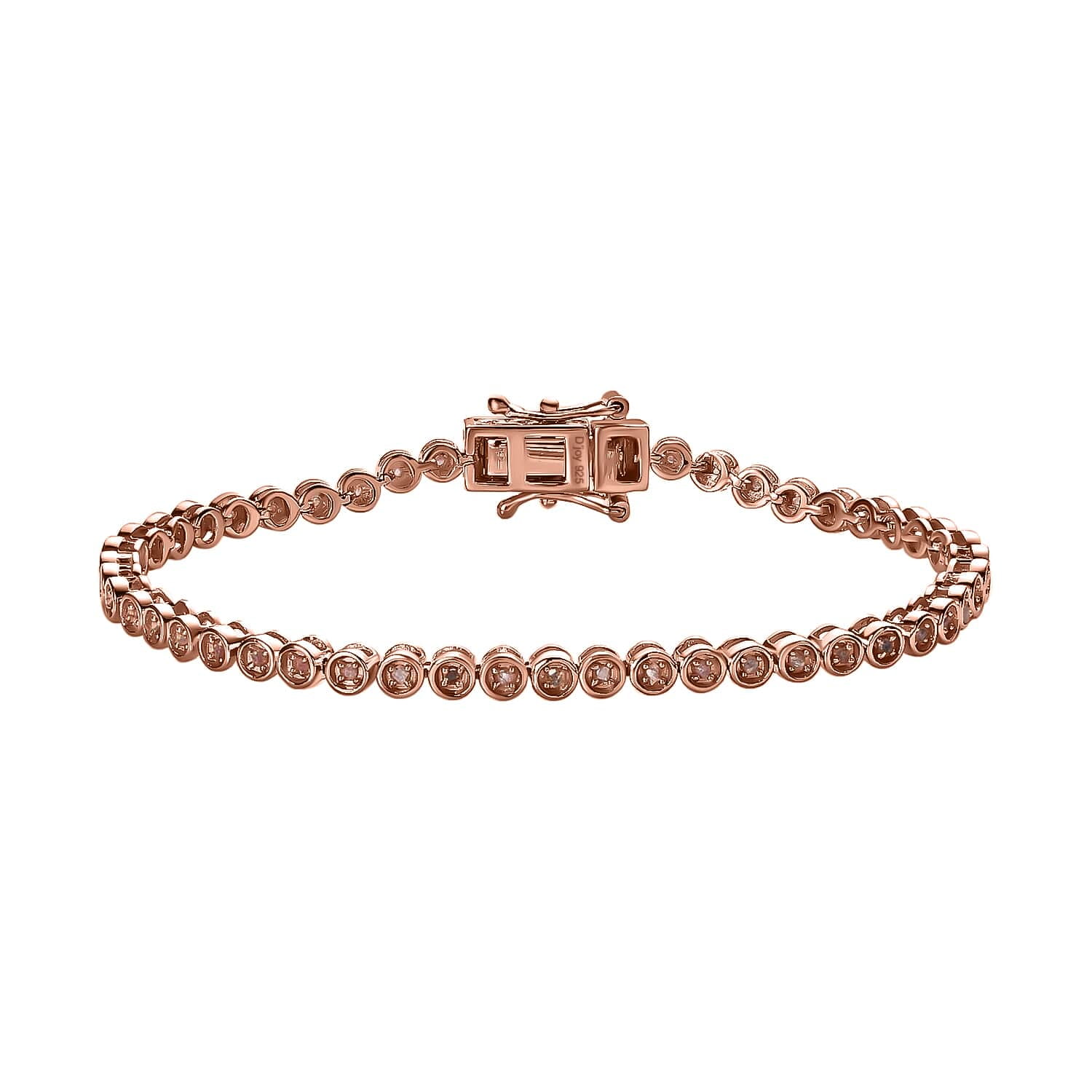 Shop LC Pink Diamond Round 925 Sterling Silver Vermeil Rose Gold Plated  Tennis Bracelet for Women Size 6.5\