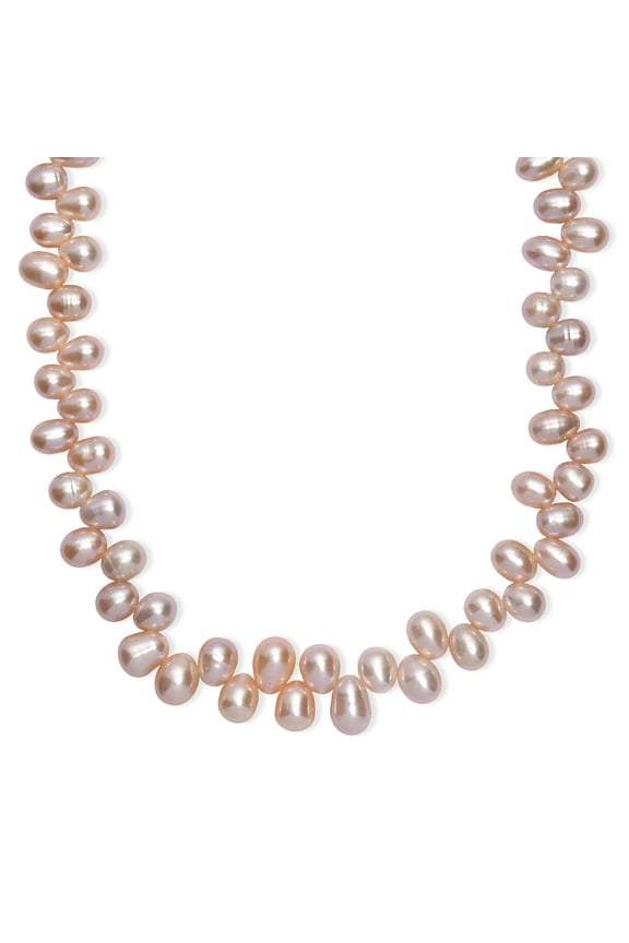 Pink Freshwater Pearl Bubble Necklace 18 Inches in 18K Vermeil Rose Gold Over Sterling Silver Christmas Gifts