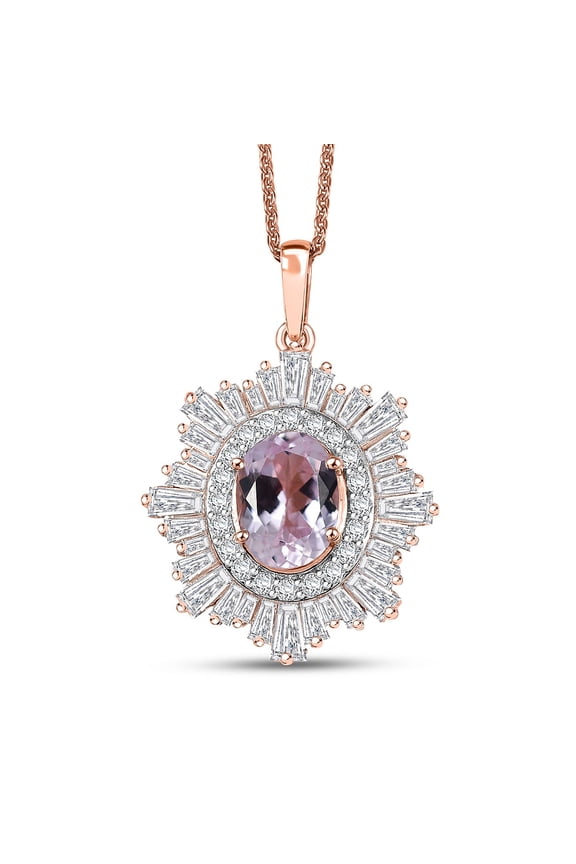 Premium Kunzite and Multi Gemstone 3.80 ctw Celestial Bloom Pendant Necklace in 18K Vermeil Rose Gold Over Sterling Silver 20 Inches Christmas Gifts