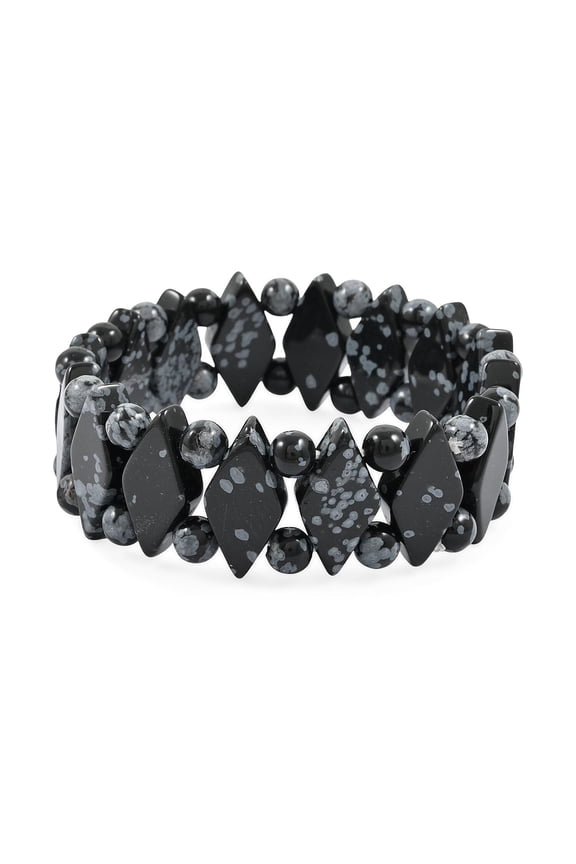 Princess Snowflake Obsidian 133.65 ctw Stretch Bracelet 6-7In Christmas Gifts