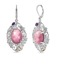 thumbnail image 1 of Rhodonite and Multi Gemstone 18.80 ctw Lever Back Earrings in Platinum Bond Christmas Gifts, 1 of 1