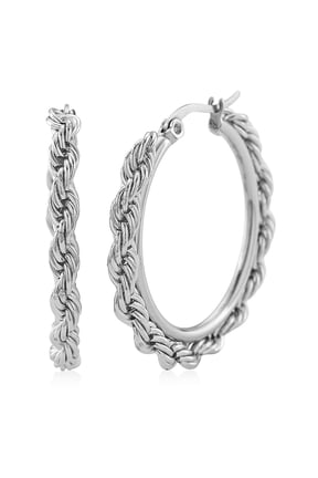 Rope Chain Hoop Earrings in Stainless Steel