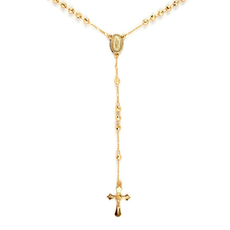 Shop LC Rosary Necklace for Women - Lariat Cross Necklace in Goldtone,  Silvertone & Tri-tone - Fashion Rosary Bead Necklaces - 21 & 26 Chain  Lengths Birthday Gifts 
