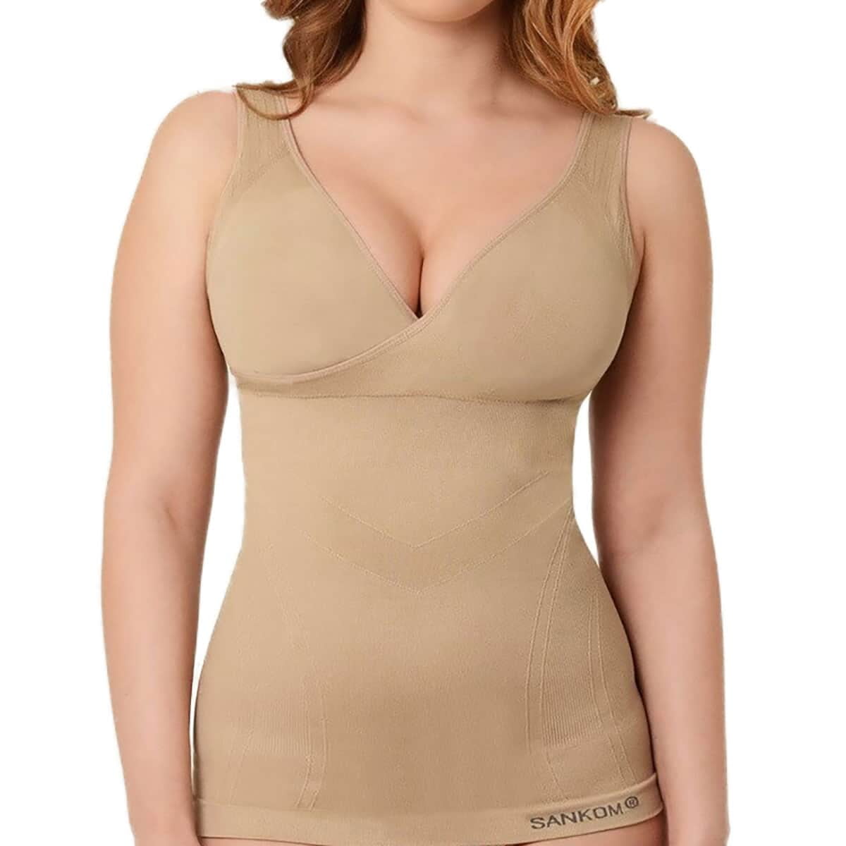 Buy Sankom Patent Gray Bamboo Fibers Body Shaping Camisole with Built-in Bra  For Women - M/L at ShopLC.