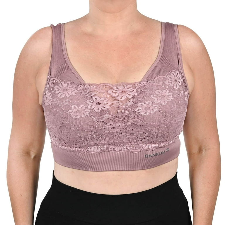 Shop LC SANKOM Dusty Rose Color Patent Support & Posture Lace Bra