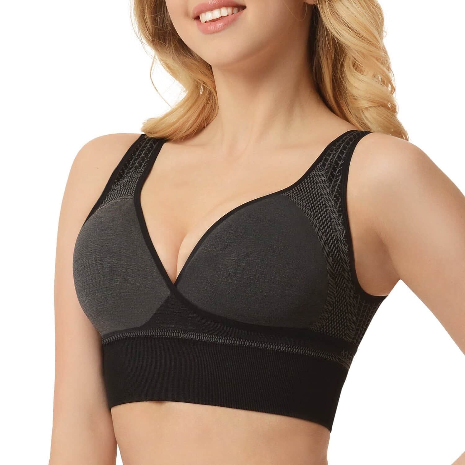 Shop LC SANKOM Patent Classic Back Support Posture Corrector Black Everyday  Wireless Bra High Impact Ladies Workout Gym Activewear Modern Comfortable  Yoga Running Ultimate S/M Birthday Gifts 