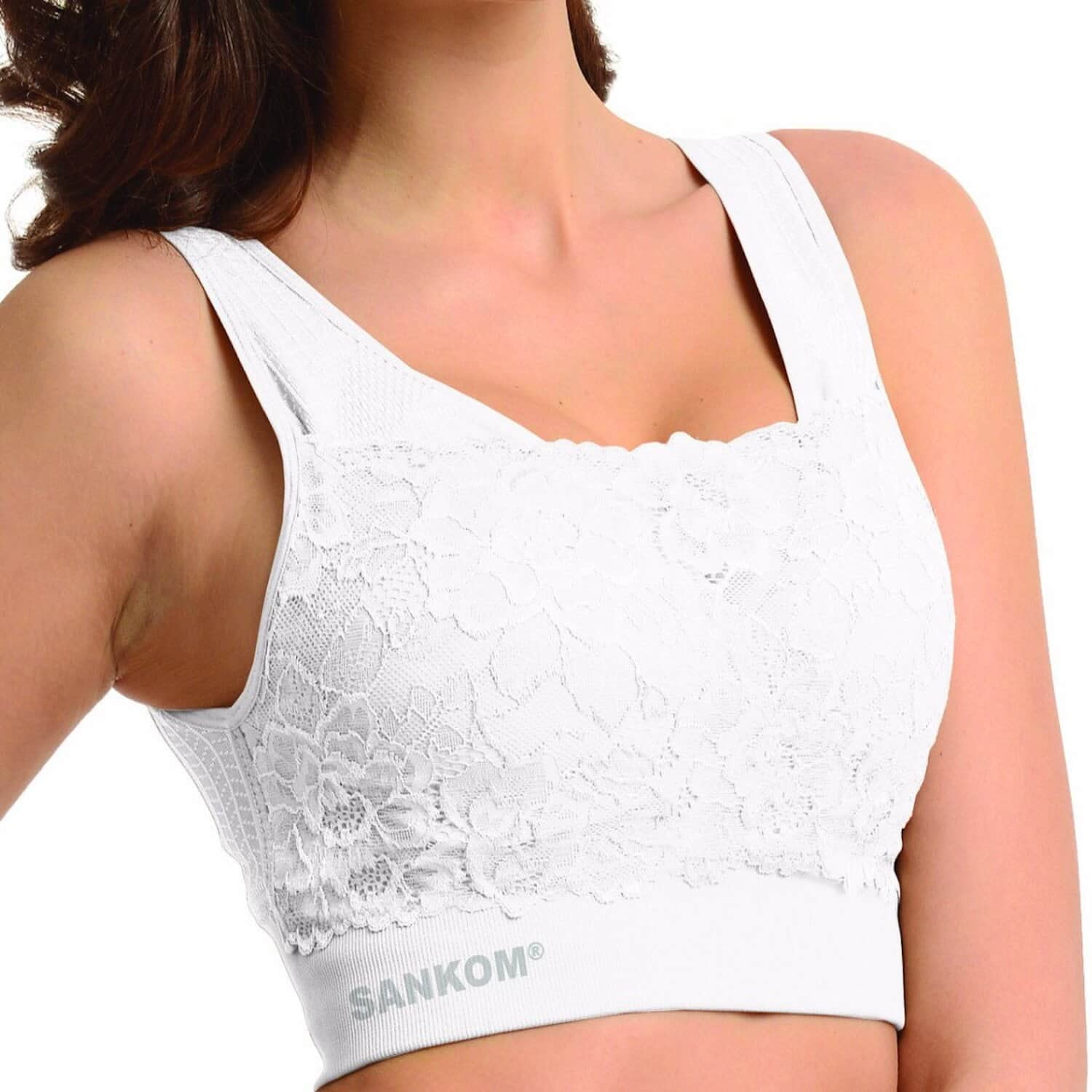 Shop LC SANKOM Women Back Support Patent Classic Support Posture Lace  Everyday Bra High Impact Ladies Workout Gym Activewear Modern Comfortable  Yoga Running Ultimate White M/L Valentines Day Gifts 