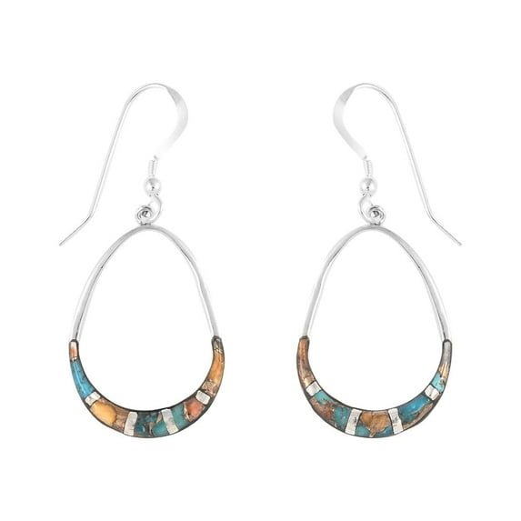 Shop LC Santa Fe Style 925 Sterling Silver Mix Spiny Turquoise Drop Dangle Earrings Women Ct. 0.35 Boho Western Birthday Gifts for Women