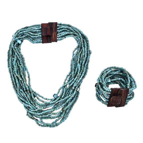 Shop LC Seed Bead Necklace Bracelet Set Jewelry for Women - Turquoise