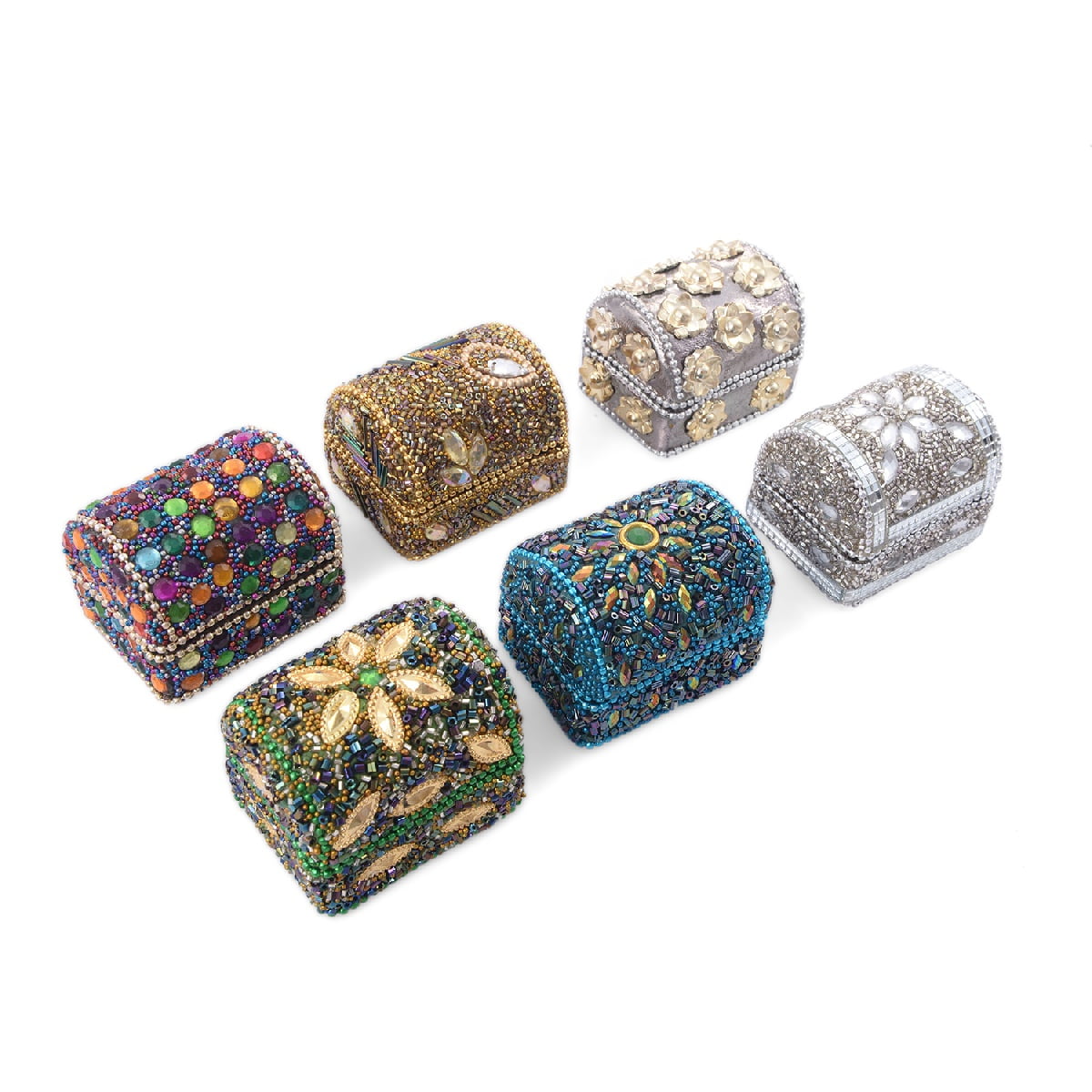 Shop LC Set of Handcrafted Mini Multi Color Bead Treasure Chest Organizer  Box Storage Gifts