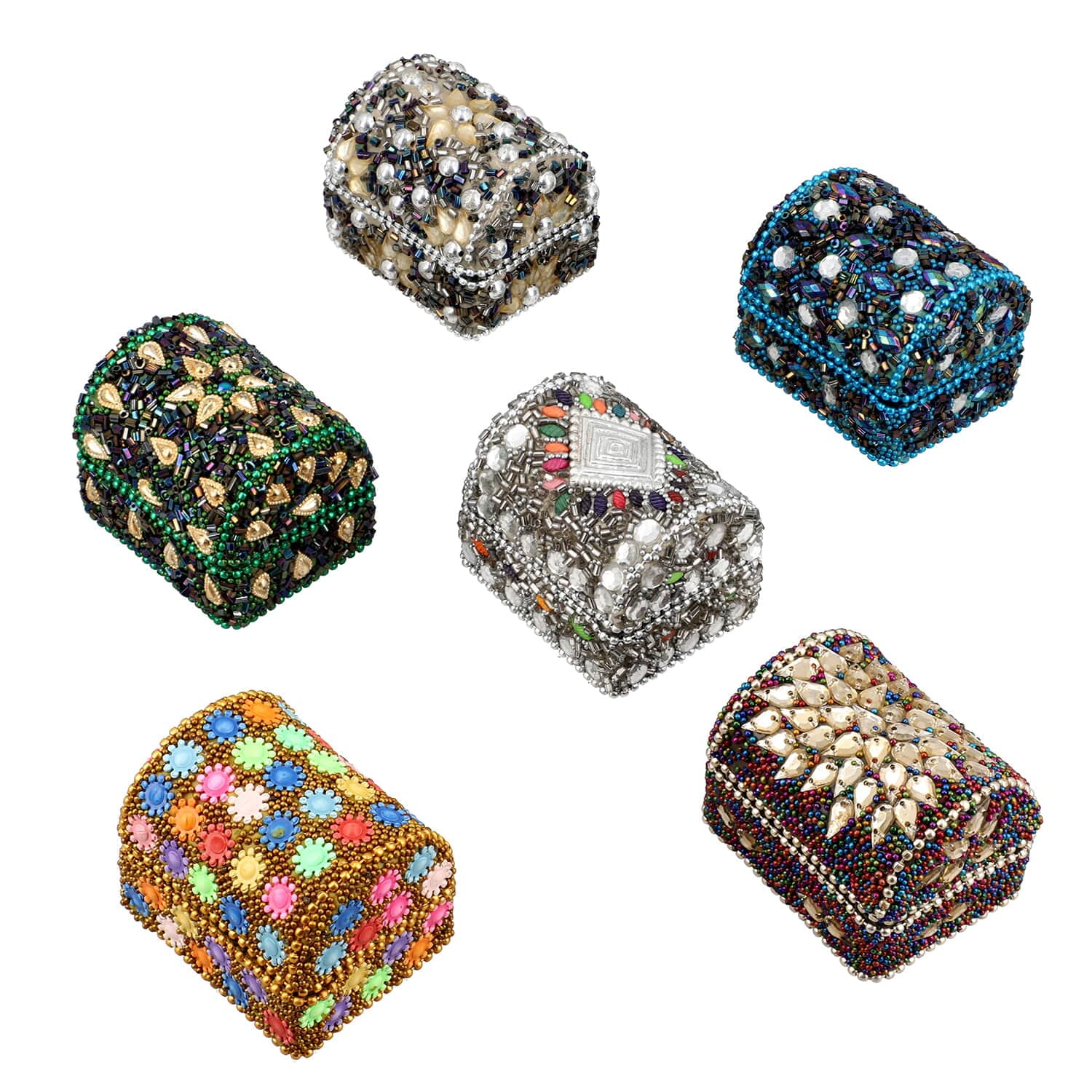 Shop LC Set of Handcrafted Mini Solid Multi Color Sequin Bead Treasure Chest  Gifts