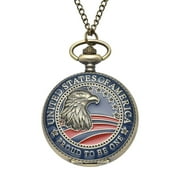 Shop LC Strada Antique Coin Eagle Head With American Flag Pocket Watch with Chain 31"