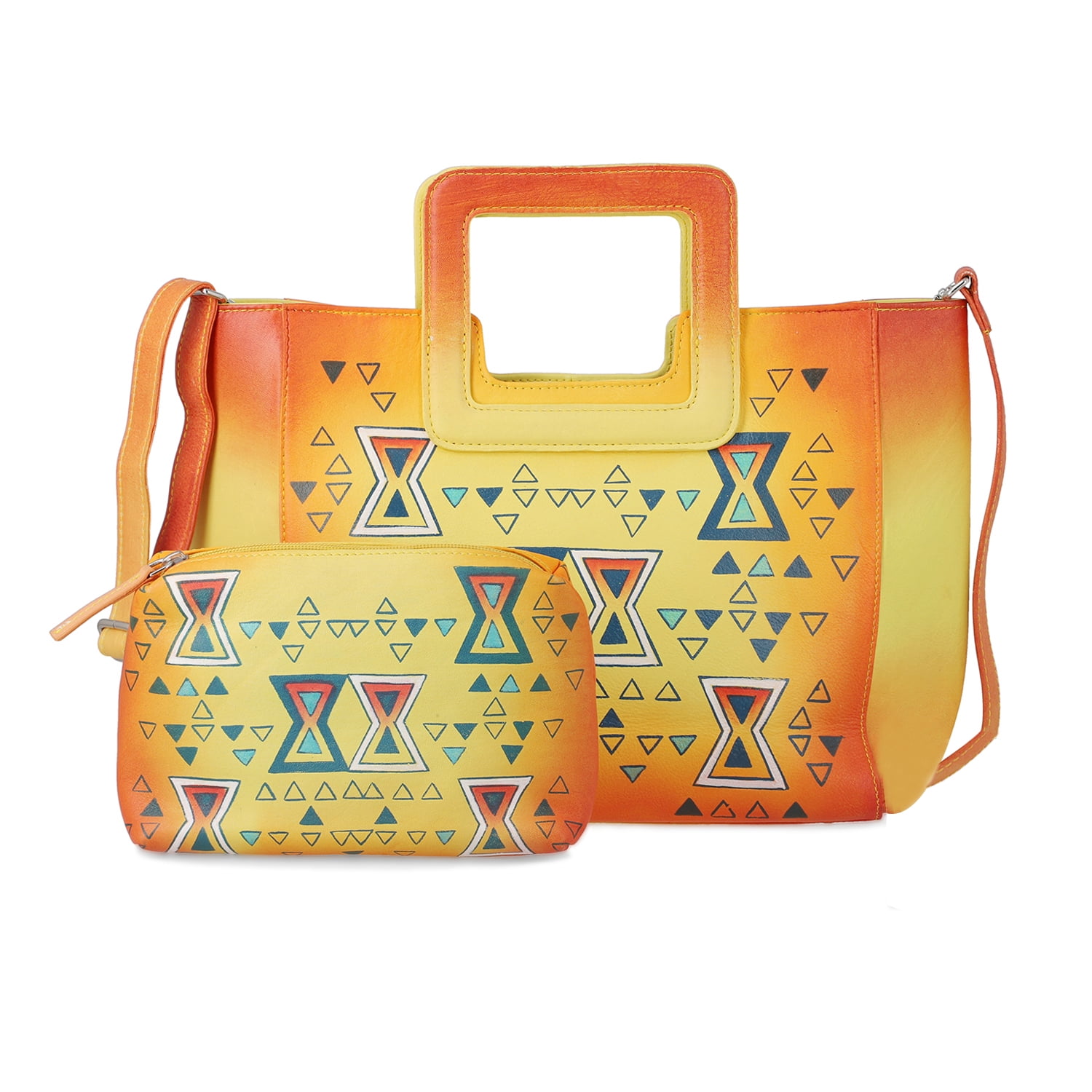 Shop LC SUKRITI Pattern Hand Painted Genuine Leather Crossbody Bag