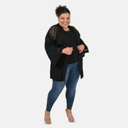 Shop LC Tamsy Black Color Kimono Long Sleeve Loose Fit with Lace Trim -One Size Fits Most Birthday Gifts