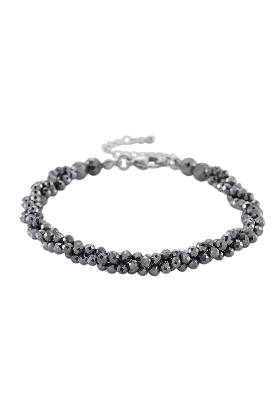 Terahertz 35.00 ctw Beaded 3 Row Twisted Bracelet in Stainless Steel 7-9In