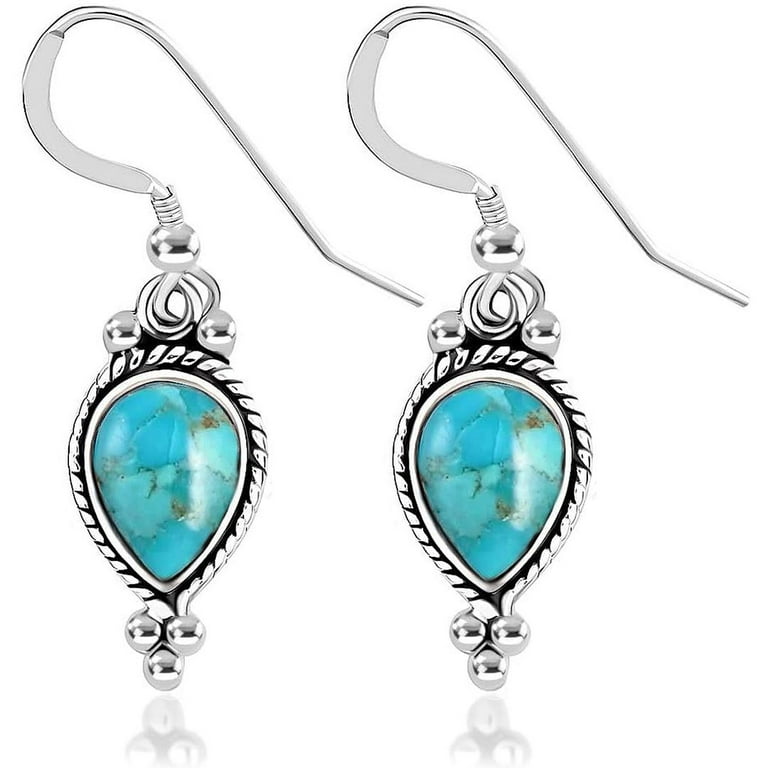 Turquoise Earrings Silver, 925 2024 Sterling Silver Earrings Dangle, Turquoise Dangle Earrings, Turquoise Drop Earrings, Turquoise Jewelry, 925