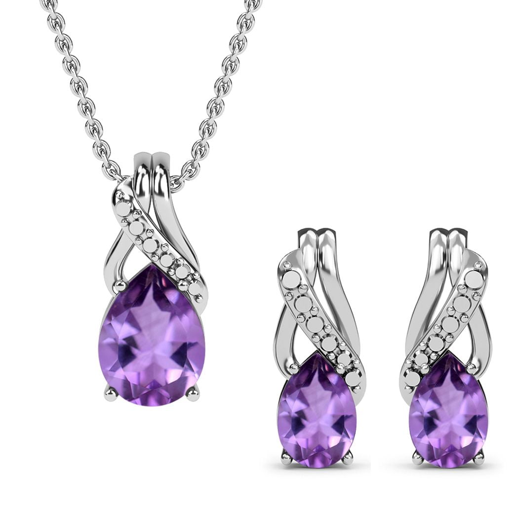 Shop LC Wedding Costume Jewelry Set for Women Pink Amethyst Drop