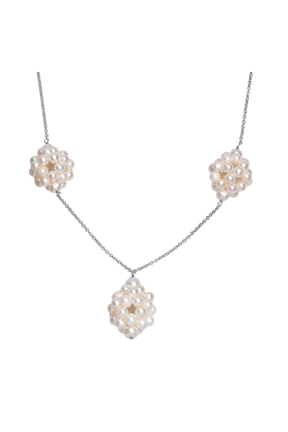 White Freshwater Pearl Necklace in Rhodium Over Sterling Silver 20 Inches Christmas Gifts
