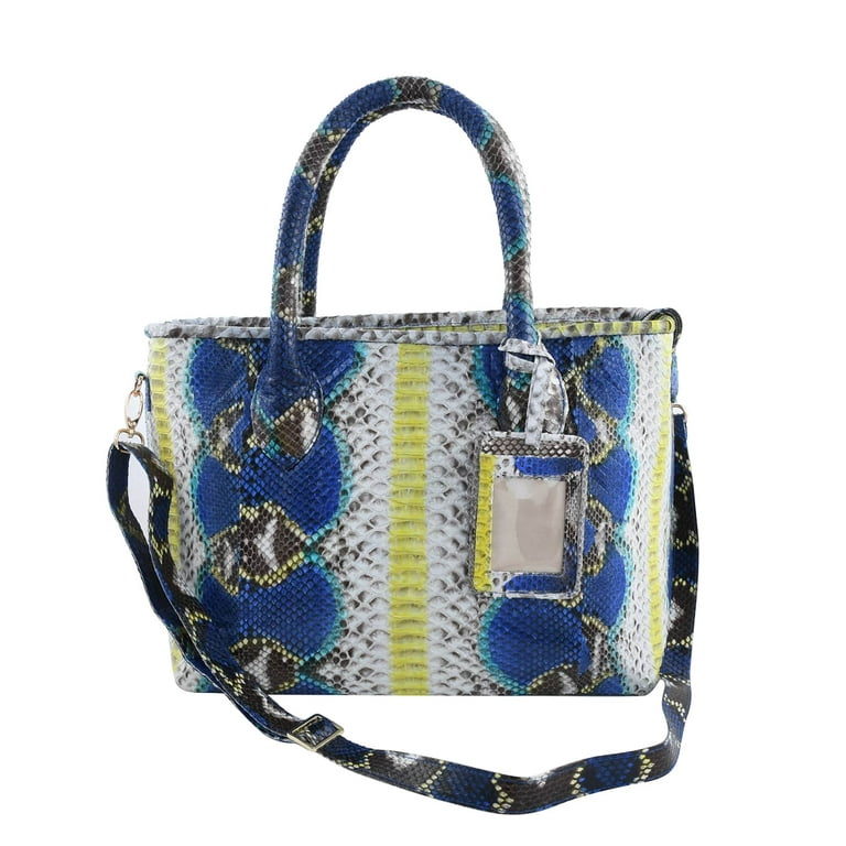 Shop LC Women Handcrafted Blue Python Skin Leather Tote Bag for Handbag, Women's, Size: 11 x 14.5 x 5.7