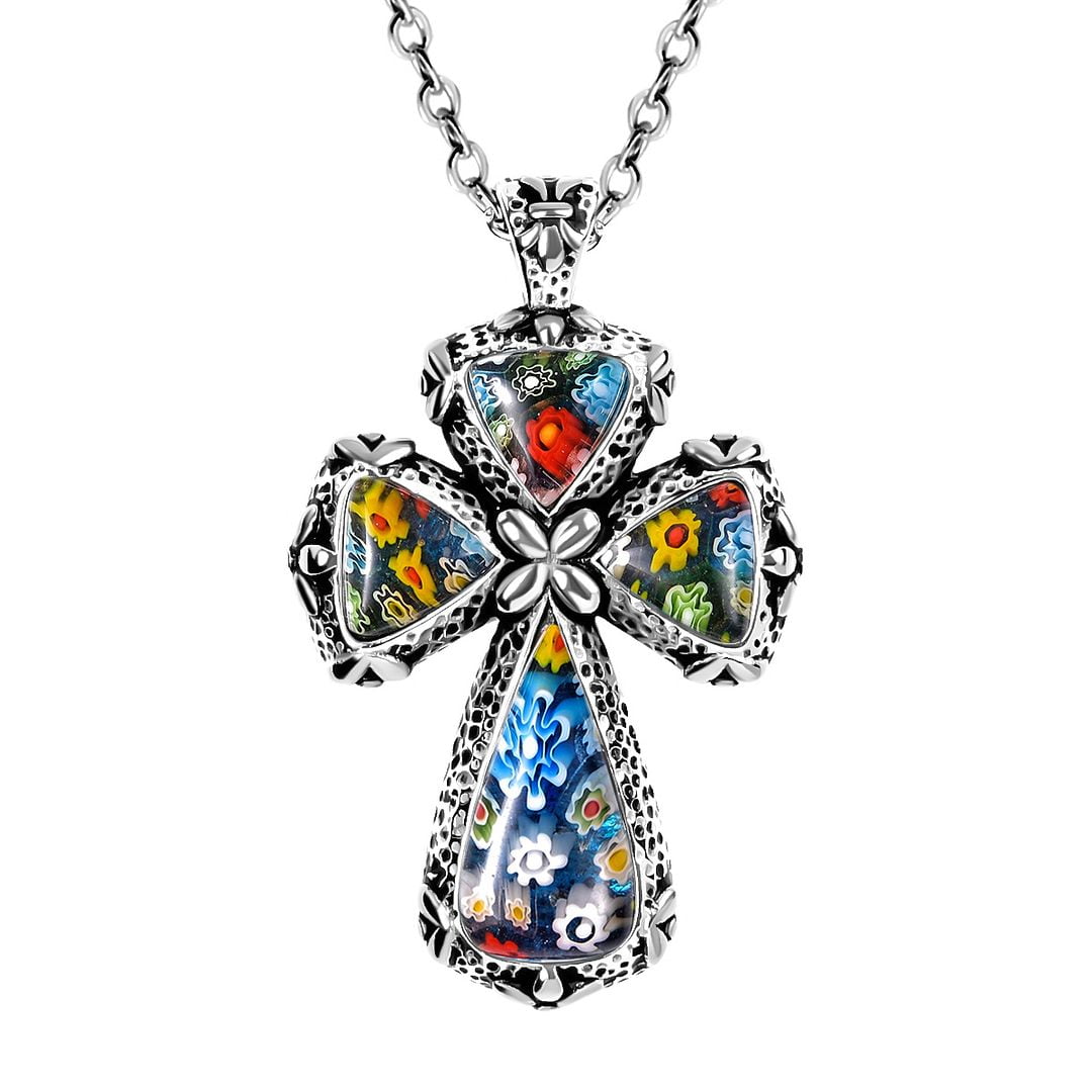 Shop LC Women Murano Style Stainless Steel Cross Necklace Pendant 20