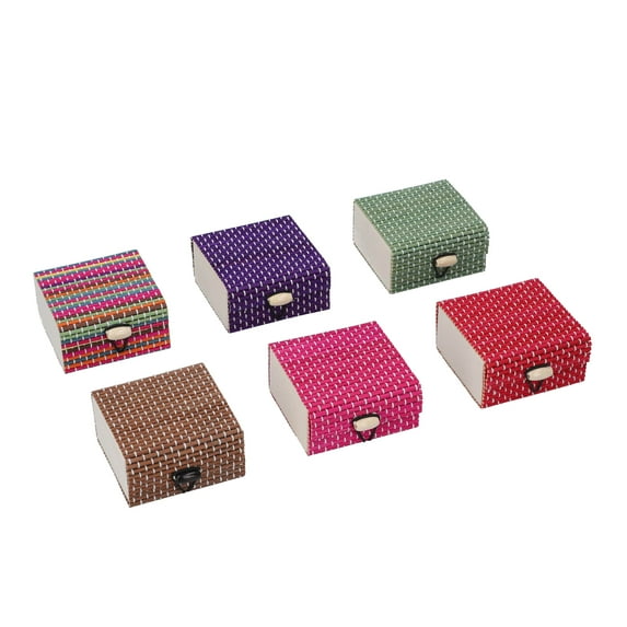 Shop LC Women Set of 6 Home Room Decor Multi Color Square Bamboo Birdal Set Box Birthday Gifts