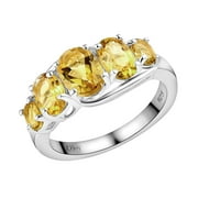 SHOP LC Oval Yellow Citrine 5 Stone Ring 925 Sterling Silver Size 9 Ct 1.50 Healing Birthstone Jewelry for Women Christmas Gifts for Women