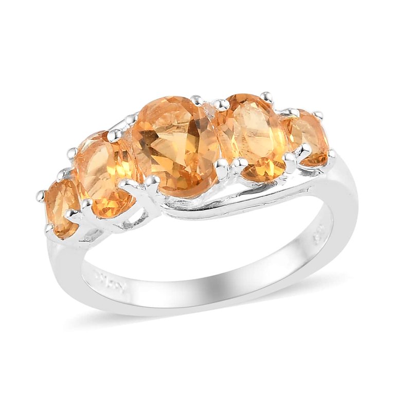 Shop LC Yellow Citrine 5 Stone Ring 925 Sterling Silver Healing Birthstone  Jewelry Birthday Gifts Ct 1.5 Size 6 Birthday Gifts