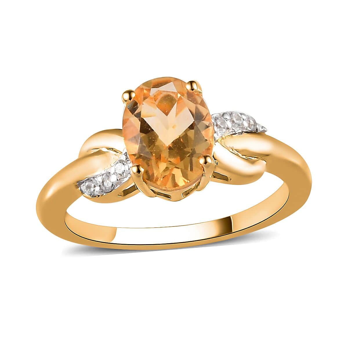 Shop LC Yellow Citrine Ring for Women 14K Yellow Gold Plated 925 Sterling Silver Zircon