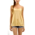 thumbnail image 1 of [Shop Lev] Women's Basic Satin Full Slip Top Camisole (YELLOW, SMALL), 1 of 3