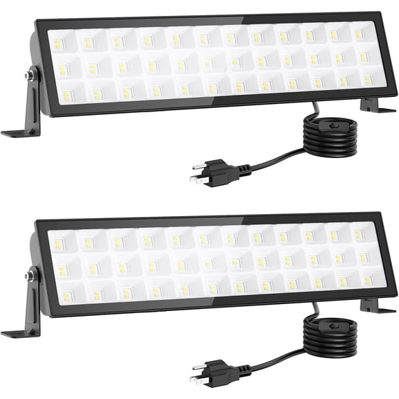 Shop Lights for Workshop,2pack 100w Led Shop Light,14000lm Super Bright Plug In Garage Lighting,IP66 Waterproof Work Lights,4.92ft Power Cord And On/Off Switch,6500k Outdoor Flood Light For Warehouse