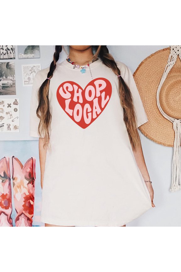 Shop Local Graphic Tee: Support Small Business Cotton Shirt All Size S-5XL
