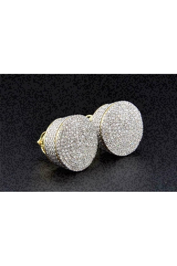 Shop Men's Cluster Stud Earring's 14K Yellow Gold Plated Silver 2.00Ct Round Cut Lab Created Diamond
