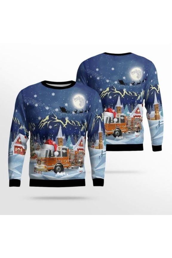 Shop Ohio Festive Bethesda Fire Department 3D Christmas Sweater – Christmas Gifts For Firefighters