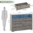 thumbnail image 1 of Shop and Save 55-Inch Sleek Antique Light Dresser Featuring 8 Drawers, LED Lighting, and Charging Station – Perfect Storage Solution for Bedroom, Living Room, or Entryway, 1 of 7