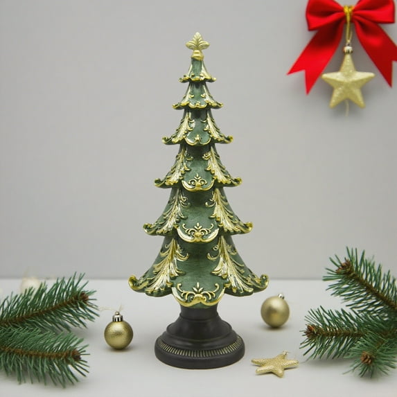 Shop All Savings karymi Gold Plated Christmas Tree Figurine Resin Elegant Tabletop Decor Holiday Centerpiece Festive Home Office Decoration Family Gifts up to 60% off The Big Save