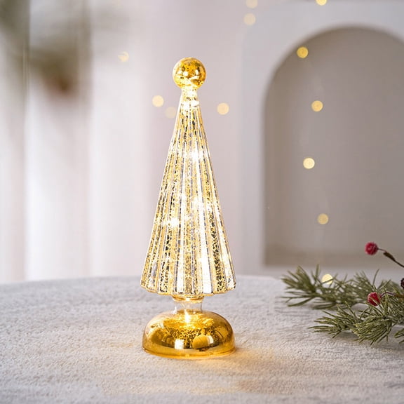 Shop All Savings karymi Sparkling 11-Inch Glass Christmas Tree Night Light with LED Bulb for Warm Holiday Ambiance Birthday Gifts Limited Time Deal Weekly flyer