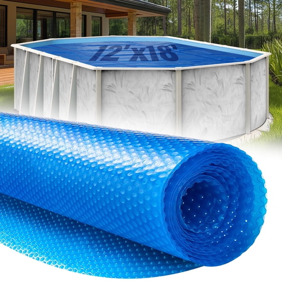 Shop Square 12' x 18' Oval Solar Pool Cover, 8 mil, for Inground and Above Ground Pools, Blue