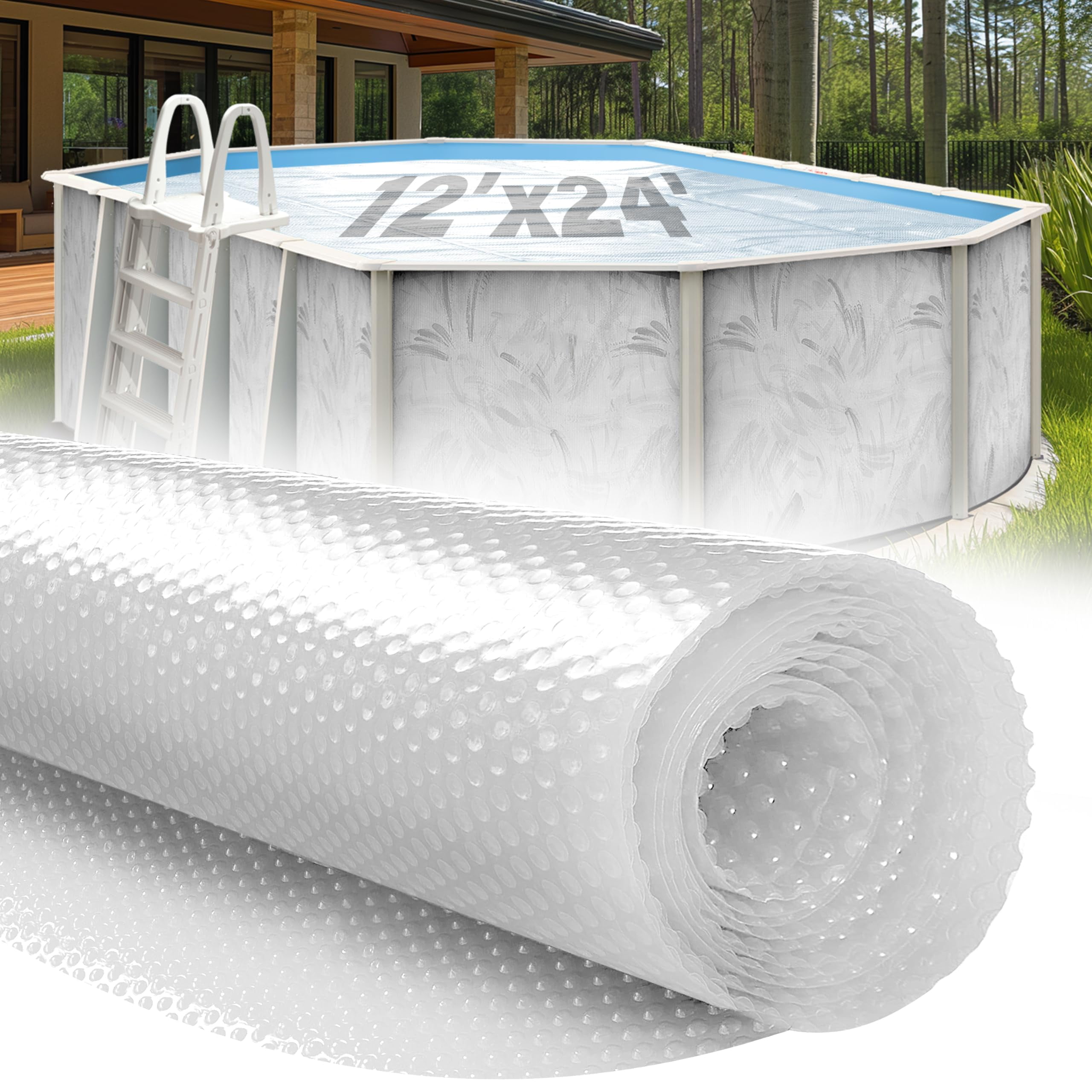 Shop Square 12' x 24' Oval Solar Pool Cover, 12 Mil, Clear