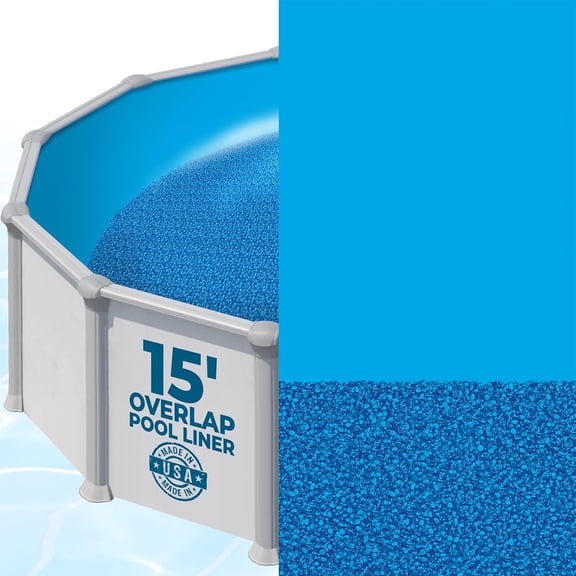 Shop Square 15' Round Above Ground Pool Liners, Fits 48" & 52" Pools, Standard Gauge, Overlap Pool Liners, Blue Pebble