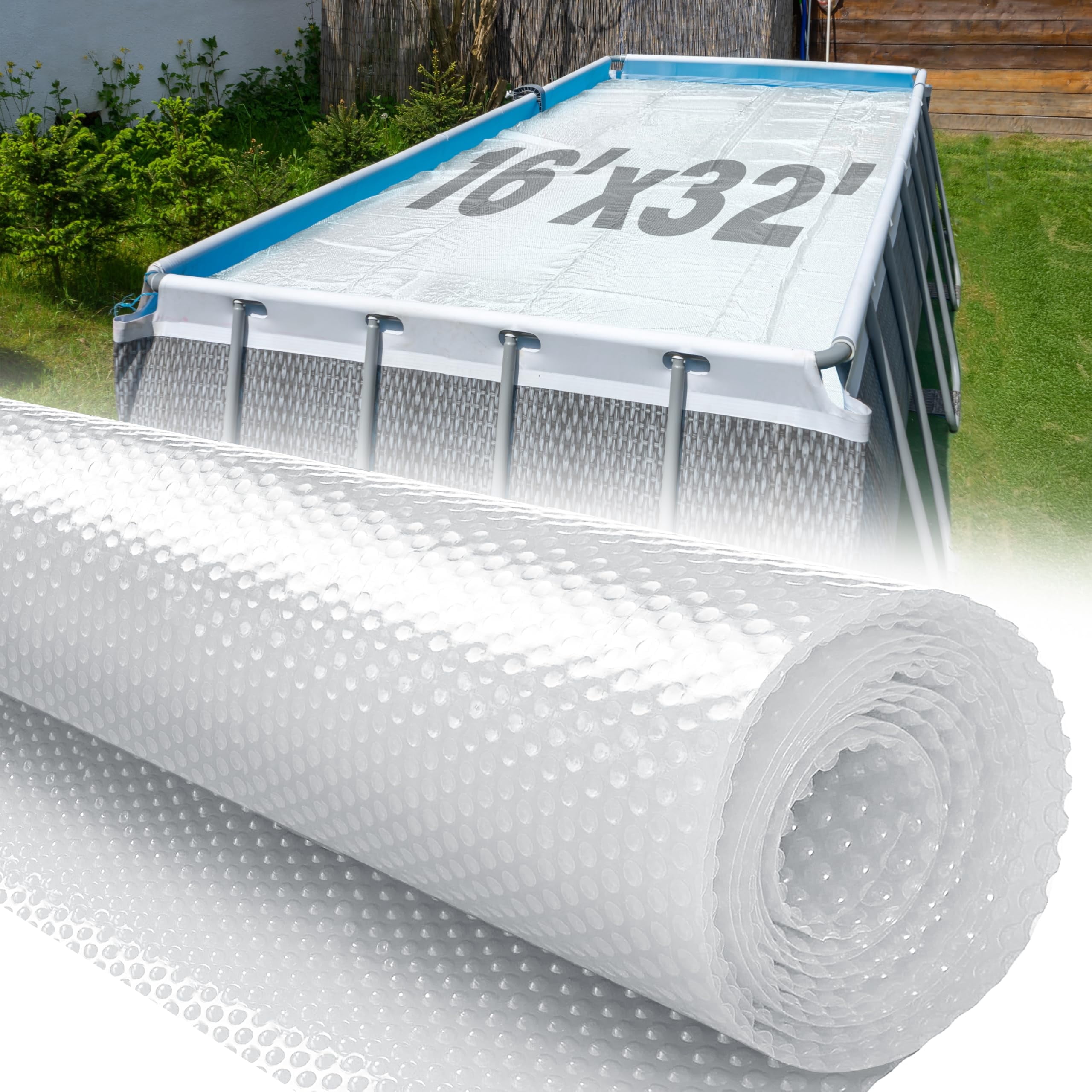 Shop Square 16' x 32' Rectangle Solar Pool Cover, 12 Mil, Clear, for ...