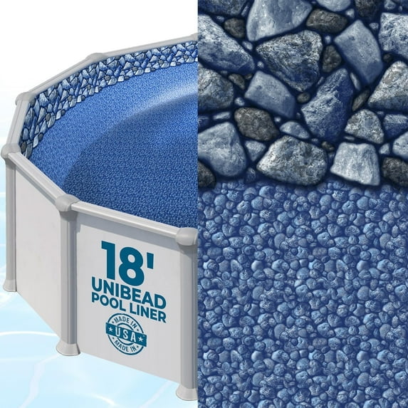 Shop Square 18' Round Above Ground Pool Liners, 52" Wall, Unibead Pool Liners, Standard Gauge, Boulder Swirl