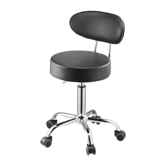 Shop Stool with Backrest - Pneumatic Garage Seat with Wheels, 300lbs Capacity, Adjustable Roller Creeper Seat, 360 Swivel Padded Workshop Stool for Auto Repair, Black