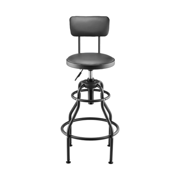 Shop Stool with Backrest - Pneumatic Garage Seat, 300lbs Capacity, Adjustable Height, 360 Swivel, Padded Creeper Seat for Auto Repair, Black