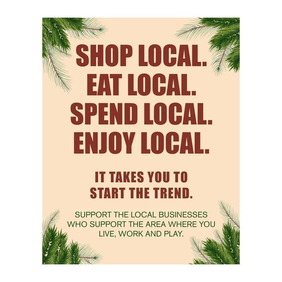 "Shop & Support Local Businesses" Wall Art poster Print Rustic Floral Motivational Print For Home Decor-Farmer's Market,